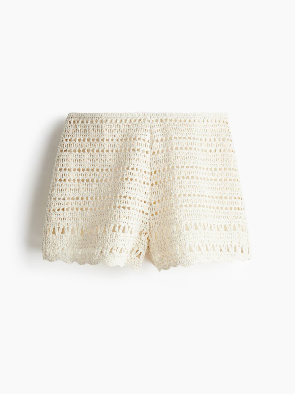 Crochet Lace Mini Shorts in Cream